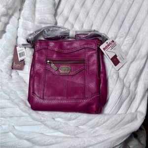 b.o.c Fuchsia Faux Leather Crossbody Bag with Gold Hardware
